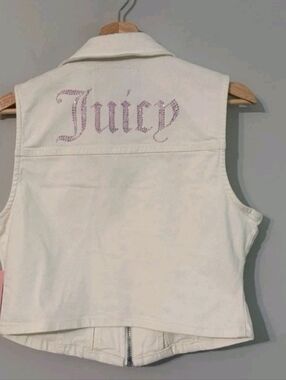 Juicy Couture White Rhinestone 'Juicy' Denim Vest